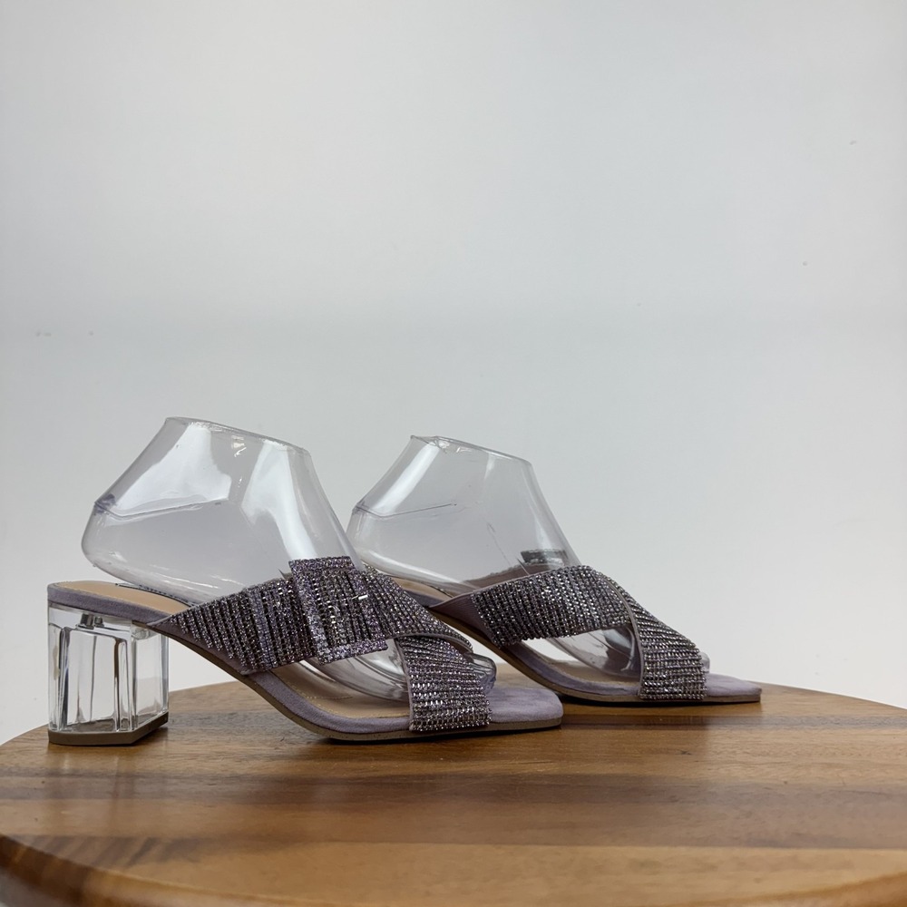 New Womens Charles David Cayden Purple Rhinestone Crisscross Stap Sandals Size 8